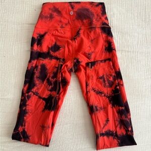 Red tie-dye align leggings, size 4, Lululemon